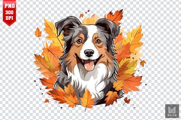 Autumn Australian Shepherd Dog Clipart