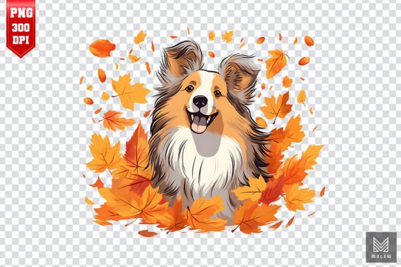Autumn Shetland Sheepdog Dog Clipart