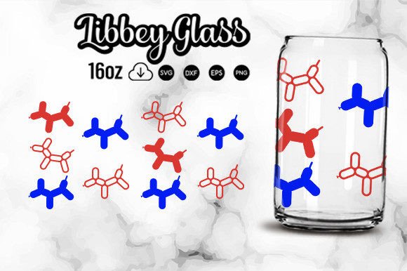 Ballon Dog, 4th of July Libbey Glass Can