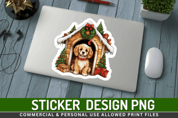 Christmas Dog House Stickers Design
