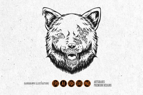 Frightful Canines Spooky Dog Head Zombie