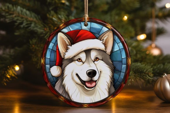 Husky Santa Dog Ornament