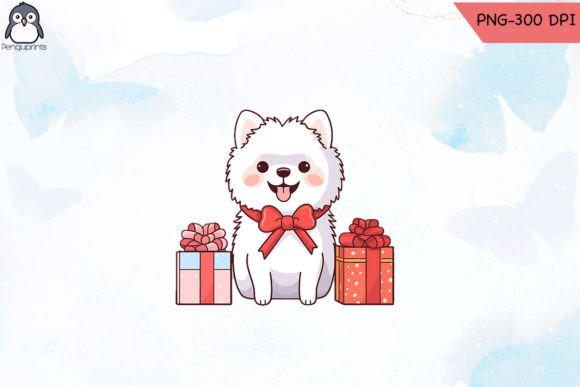 Kawaii Doodle Christmas Dog PNG