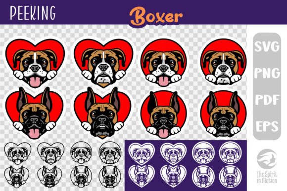 Peeking Boxer Dog Keychain Clipart