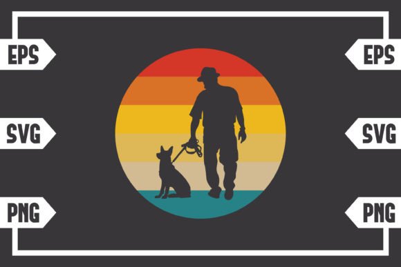 Retro Circle Guy with Dog