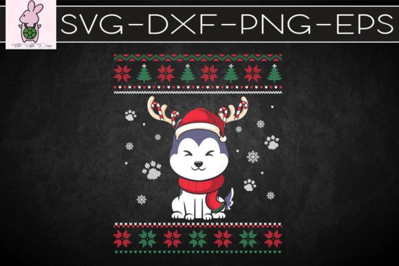 Ugly Christmas Husky Dog Santa Reindeer