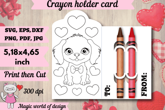 Valentine s Dog with Heart Crayon Holder