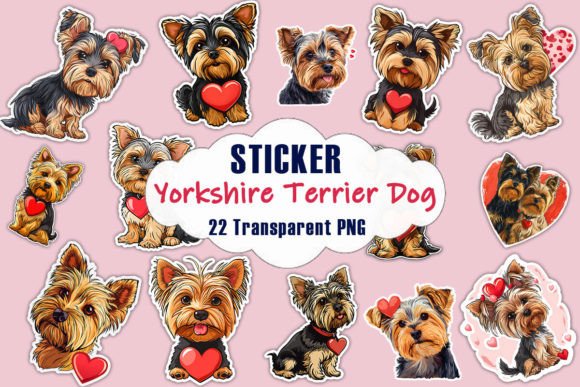 Valentine Yorkshire Terrier Dog Stickers